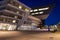 Night view of Library and Learning Center by Zaha Hadid in Vienna University of Economics and Business