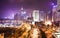 Night view of Lung Wo Road, central Hong Kong