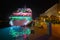 Night view of Mali LoÅ¡inj harbor and marina in medieval old town Mali LoÅ¡inj. Mooring luxury yachts, boats and other vessels on