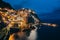 Night view of Manarola fishing village in Cinque Terre, Italy
