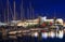 Night view of Marina Port Vell in Barcelona