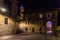 A night view of the medieval center of Vitoria Gasteiz with Los Arquillos in the background