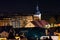 The night view of medieval insular palace Palais de l`Ile jail in Annecy, France