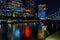 Night view of the Melbourne skyline along the Yarra River on Flinders Walk