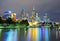 Night view of Melbourne skyline and Yarra river