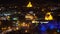 Night view of Metekhi Bridge. Overview of Tbilisi at night.