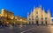 Night view of Milan Cathedral (Duomo di Milano), Vittorio Emanuele II Gallery and piazza del Duomo in Milan