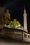 Night view of the minaret of  Gazi Husrev-beg Mosque in Sarajevo. Bosnia and Herzegovina