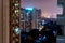 Night view of modern buildings in Noida