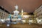 Night view of Monument to Emperor Franz I of Austria in the Innerer Burghof in Vienna, Austria