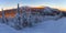 Night view of the mountain peaks in the ski resort Sheregesh in the Kemerovo region in Russia