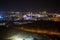 Night view of Muscat city and Muhammed Al Ameen Mosque. Sultanate of Oman