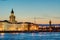 Night view of the Neva embankment in St. Petersburg