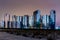 The night view on the new buildings on the suburb of the city from the heath