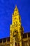 Night view of New Town Hall Marian column on Marienplatz in Munich, Bavaria