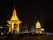 A night view of the Norodom Sihanouk Memorial, with the Independence Monument in the background