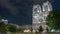 Night view of Notre Dame de Paris timelapse, France