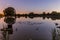 Night view of Okrouhlik pond in Lysa nad Labem, Czech Republ