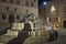 Night view of Perugia monumental fountain and Priori palace at night