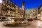 Night view of the Piazza delle Erbe in center of Verona