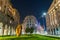 Night view of Piazza Filippo Meda in Milano, Italy