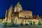 Night view of Piazza Paolo VI in Italian city Brescia