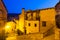 Night view of picturesque residence houses in Albarracin