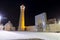 Night view of Poi Kalan - an islamic religious complex located around the Kalan minaret in Bukhara, Uzbekistan