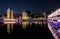 Night view of the Ponts Couverts and Vauban Dam in Strasbourg, France