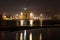 Night view of a port, industrial background