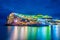 Night view of port of peschici in Italy....IMAGE