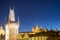 Night View on Prague Lesser Town with Cathedral, Bridge Tower an