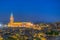 Night view of the Primate Cathedral of Saint Mary of Toledo dominating the skyline of the town, Spain