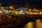 Night view on promenade at coastline of Paleochora town on Crete island, Greece