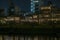 Night view on riverside buildings in Kyoto