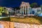 Night view of Roman ruins of Tempio Capitolino in Brescia, Italy