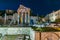 Night view of Roman ruins of Tempio Capitolino in Brescia, Italy