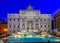 Night view of Rome Trevi Fountain Fontana di Trevi in Rome, Italy