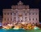 Night view of Rome Trevi Fountain Fontana di Trevi in Rome, Italy. Trevi is most famous fountain of Rome. Architecture and