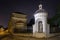 Night view of the rotunda of saint martin inside of the grounds of vysehrad castle in Prague.