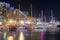 Night view for sailboats at marina on Aqaba gulf