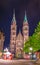 Night view of Saint lorenz cathedral in Nurnberg, Germany