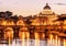 Night view Sant\'Angelo and San Pietro in Rome