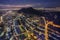 Night view of Santiago de Chile toward the east part of the city, showing the Mapocho river and Providencia and Las Condes distric