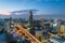 Night view of Saphan Taksin bridge in Bangkok, Thailand