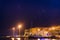 Night view of Saranda`s city port at the Ionian sea.