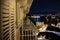 night view sea at night on Italian Riviera of Portofino balcony beautiful travel background with lights of coastal