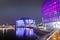 Night view of Seoul Floating Islands, Three artificial islands known as Sebit Dungdungseom Floating Island.