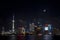 Night view of Shanghai Lujiazui Full Moon