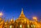 Night view of Shwedagon big golden pagoda in rangoon, MyanmarBurma